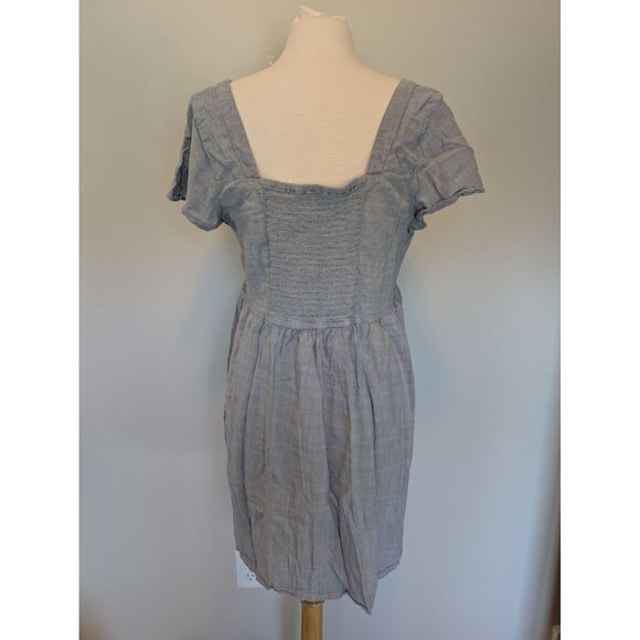 Blue Short-Sleeve Dress With Square Neckline XXL Milkmaid Cottagecore - Picture 2 of 4